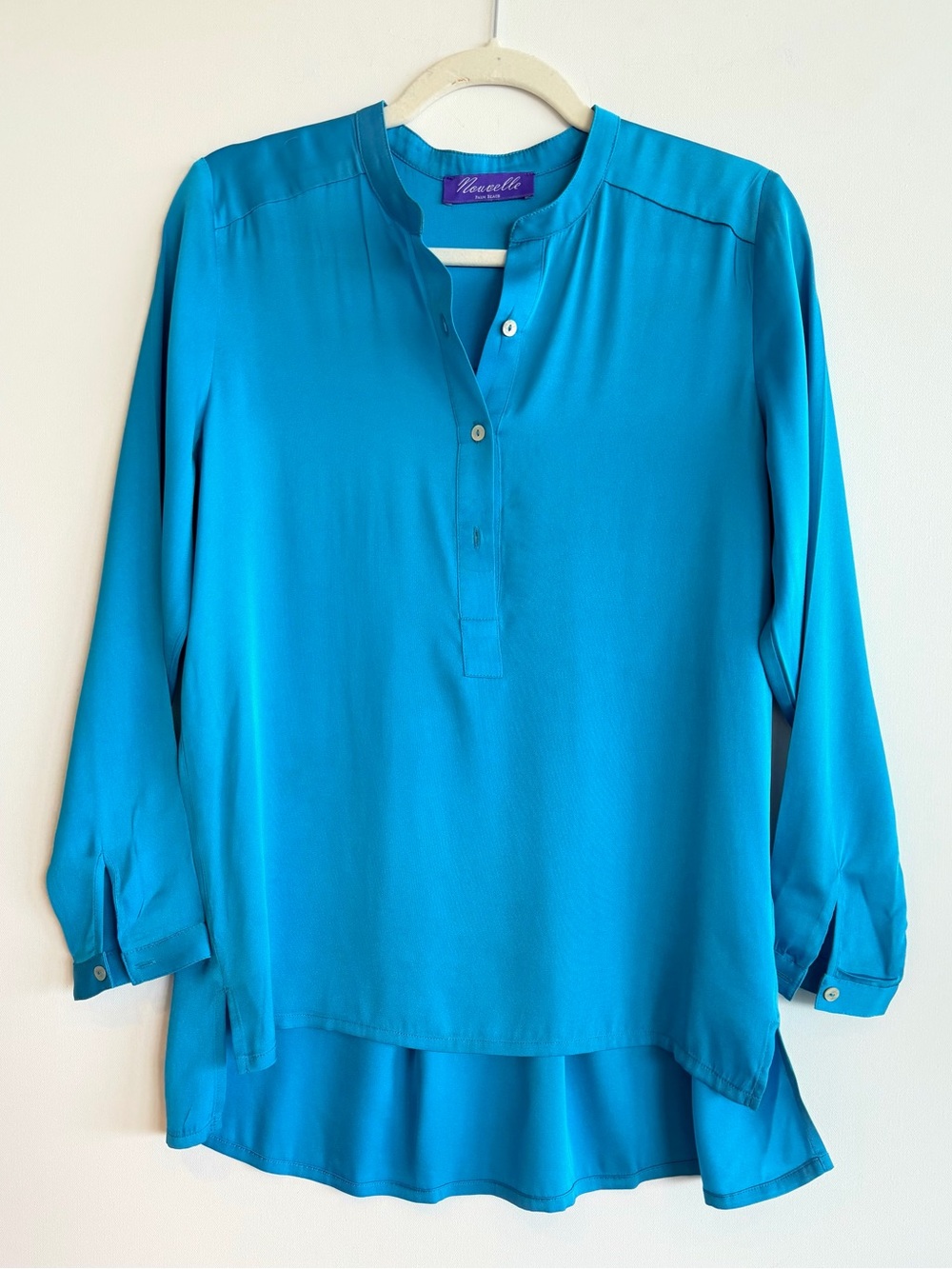 Nouvelle Palm Beach Teal Silk Blouse Size S